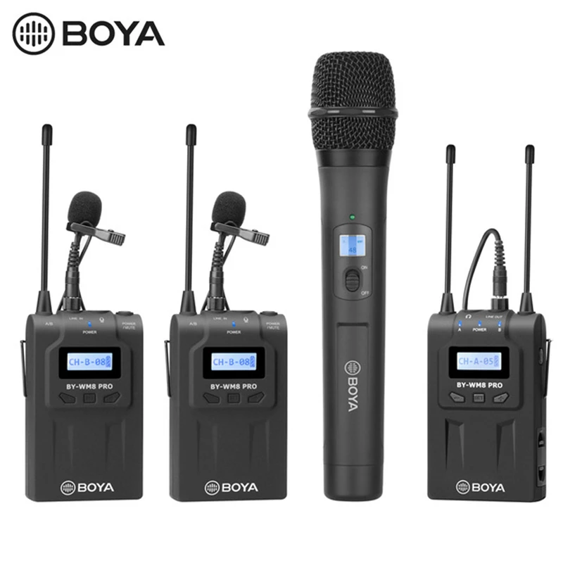 

BOYA BY-WHM8 Pro Handheld Microphone UHF Wireless Unidirectional Dynamic Mic Transmitter for Stage Film ENG BY-WM8 Pro Receiver