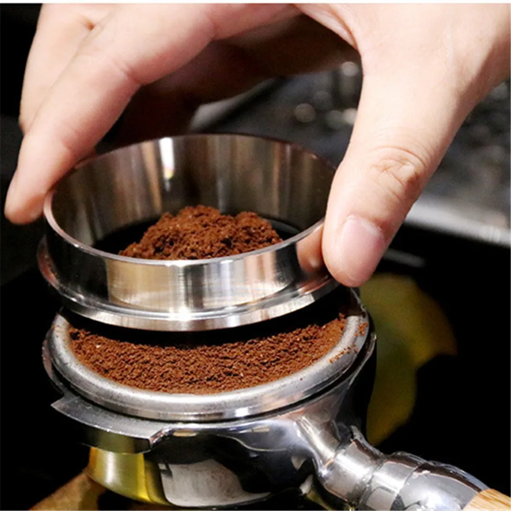 

Stainless Steel Coffee Dosing Ring Inner Stuck Type Coffee Powder Ring for 51mm/53mm/58MM Coffee Portafilter Tamper