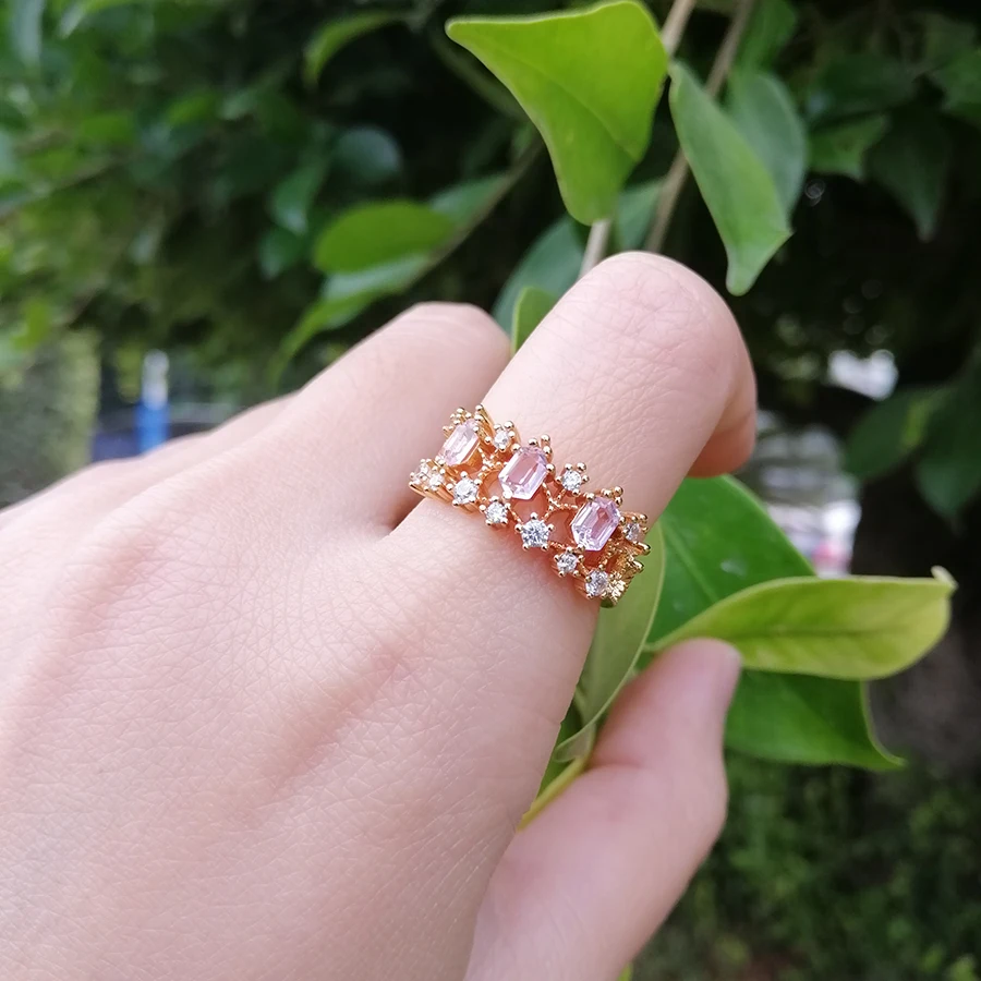 

ALLNOEL 925 Sterling Silver Rings For Women Pink Morganite Vintage Style Adjustable Ring Original Jewelry Weding Band Gift