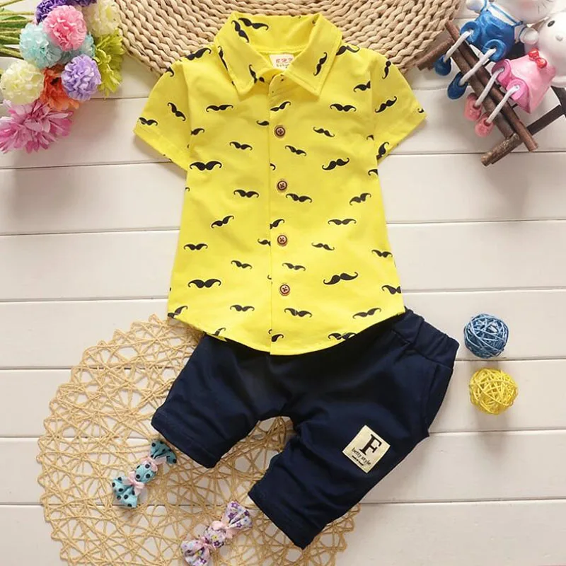 Baby Boys Clothes Sets Toddler Short Sleeve Round Neck T-Shirt + Pants Outfit 2022 Summer Children Casual Cartoon Pattern Suit | Детская
