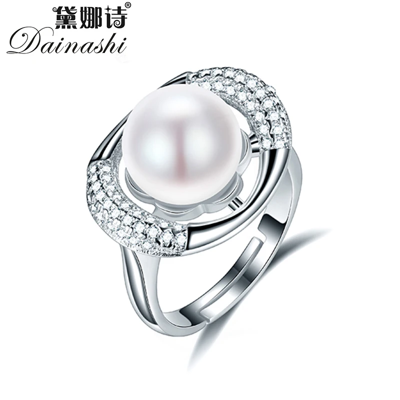 

Dainashi, модное, 925 пробы, серебряное, овальное, циркониевое, Кристальное, регулируемое кольцо, вечерние, подарок, 100% Настоящее, пресноводное, ку...