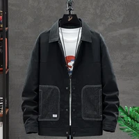 japanese retro stitching denim shirt jacket springautumn youth casual lapel denim jacket mens fashion loose tooling jacket