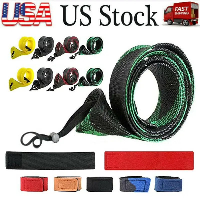 

High Quality 8PCS Fishing Rod Covers Sleeve + 5PCS Fishing Rod Straps Fish Rod Protector Free Shipping
