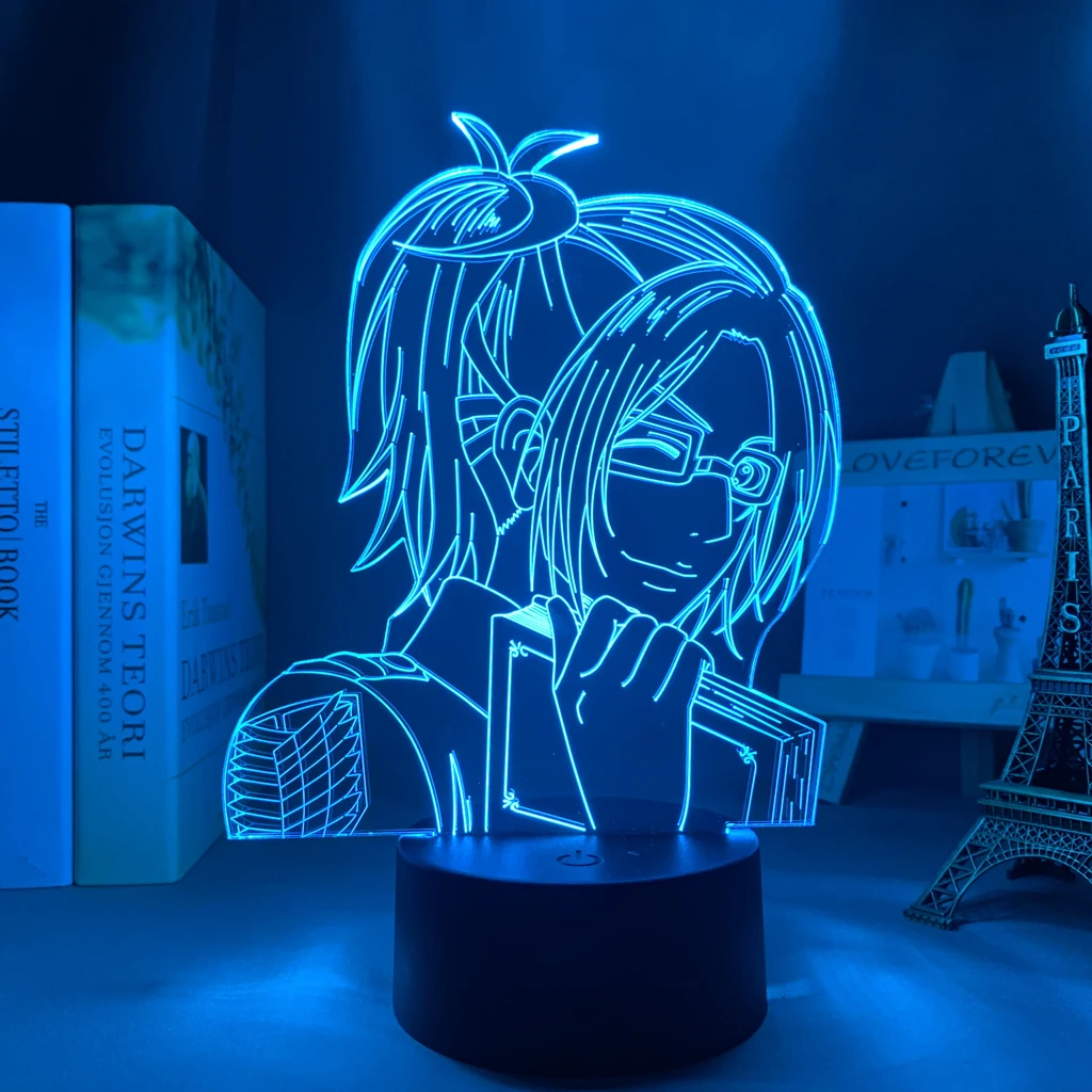 

Светодиодная лампа Hange Zoe для домашнего декора, ночник с 3d рисунком аниме «атака на Титанов», подарок на день рождения, «Манга», светодиодный ...