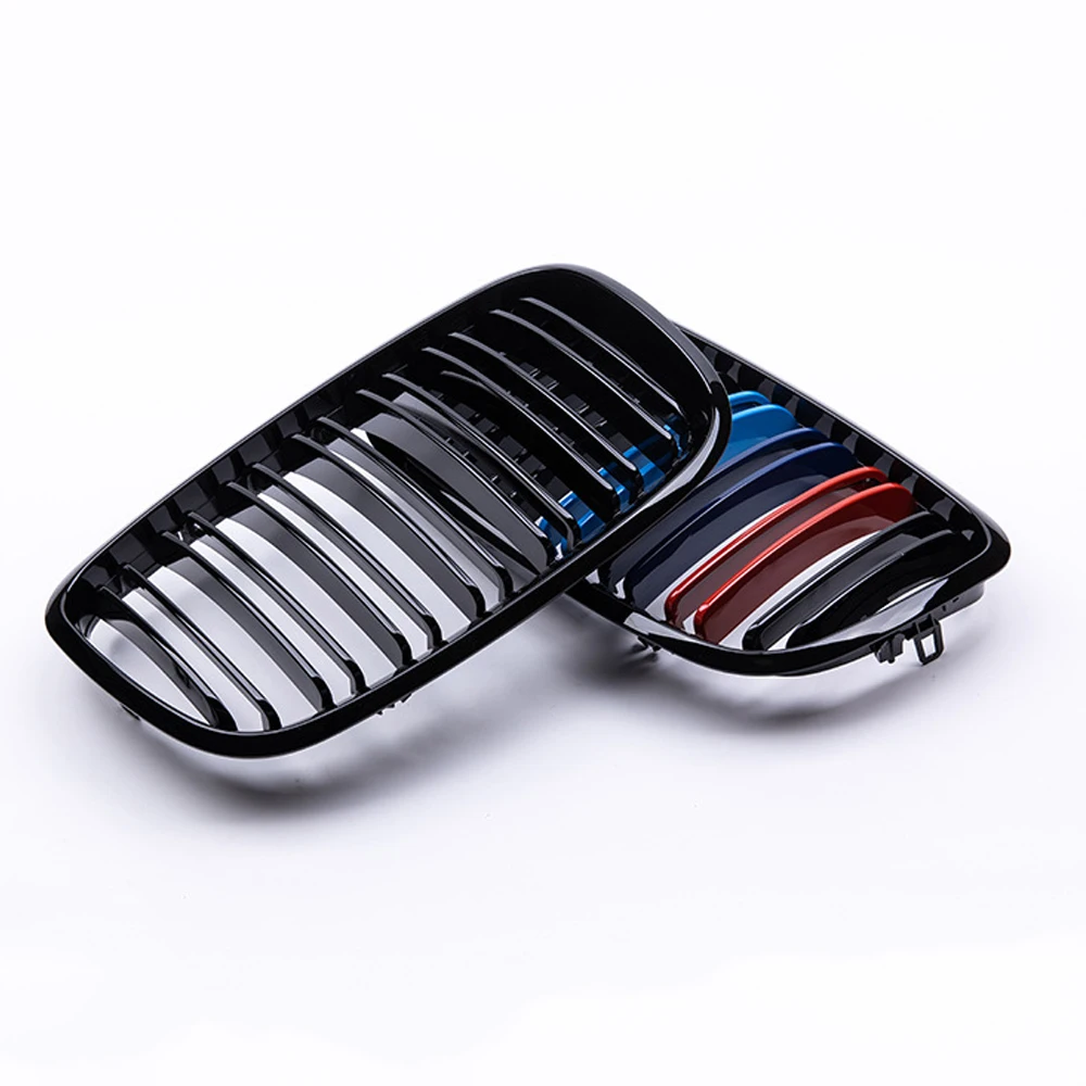 fender car part 2PCS Car Front Bumper Grille Cover Trim For BMW X5 X6 E70 E71 2008-2013 M-Color Kidney Grilles Dual Slat Style Replacement Grill avs bug deflector