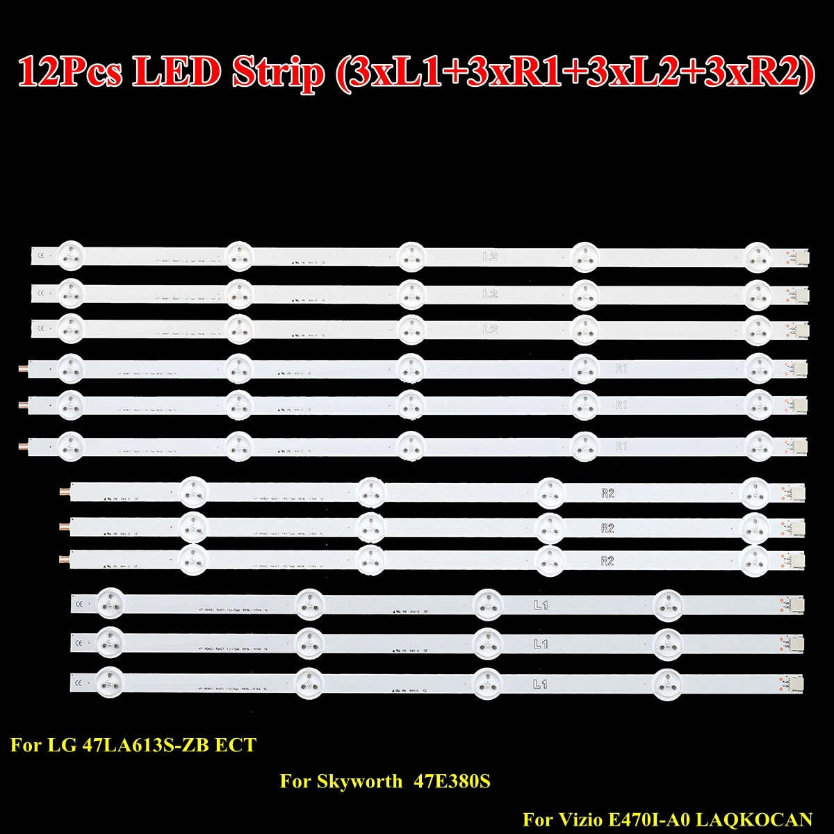 12 комплектов из 9 светодиодных лент для подсветильник Ки телевизора LG 47LN5400-UA