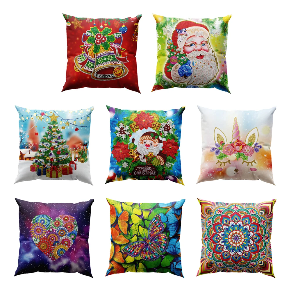 

5D DIY Resin Painting Kit Mosaic Diamond Pillow Case Drilling Pillow Cover Sofa Decor Rhinestone Drawing Drilling Pillow Cover