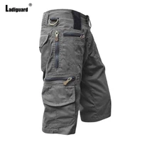 plus size men cargo pants 2021 new european style shorts gray khaki half pants with pockets male outdoor casual skinny trousers