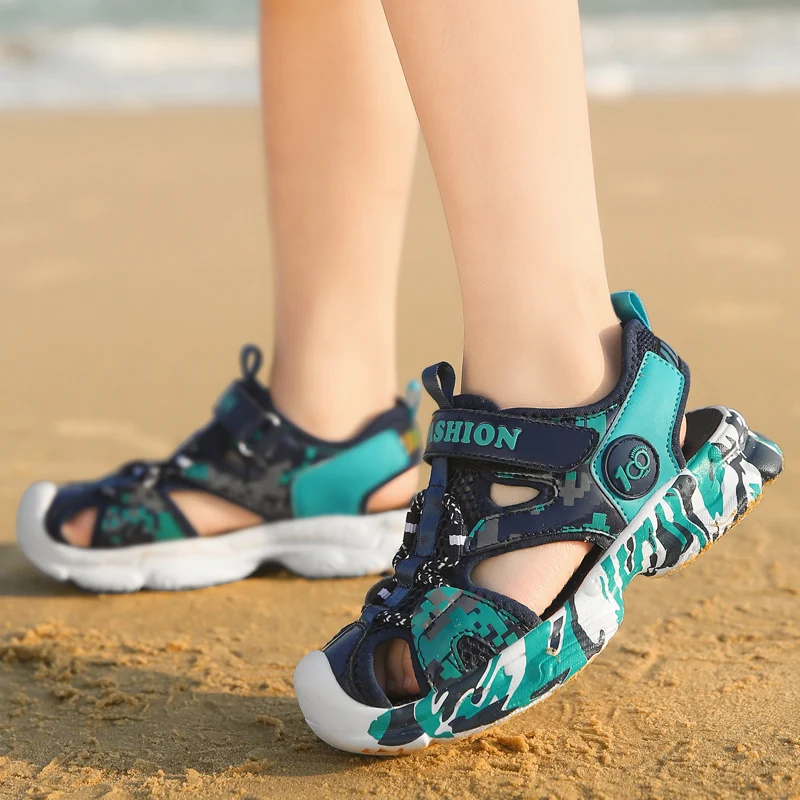 

Сандалии для мальчиков и девочек, дышащие сетчатые босоножки на липучке, Повседневная модная обувь, Красные кроссовки, лето 2022