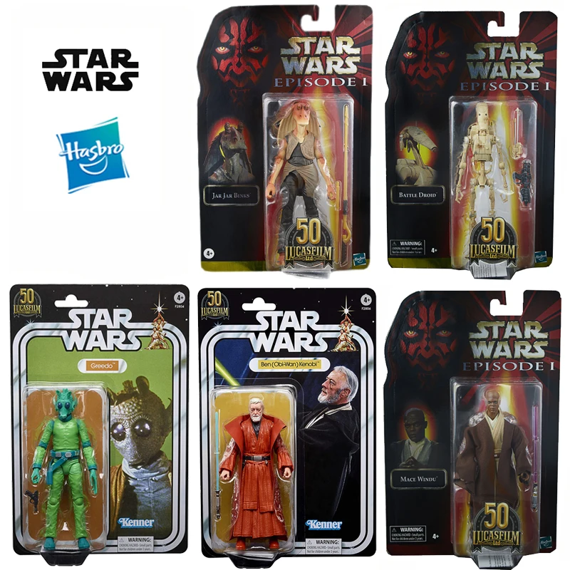 

Hasbro Star Wars Greedo Battle Droid Mace Windu Jar Jar Binks Obi Wan Kenobi Black Box Series Action Toy Figures Toys Gift