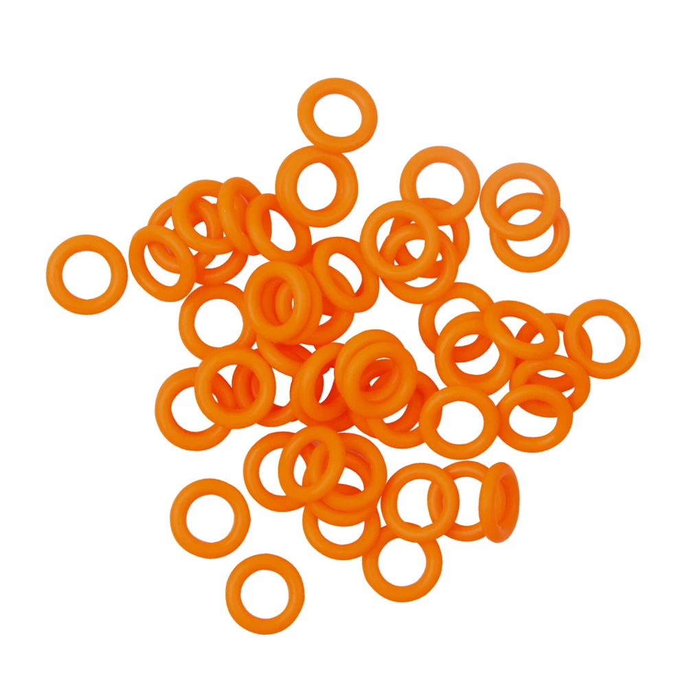 orange 50 шт. резиновые уплотнительные кольца рыболовные аксессуары резиновое уплотнение, прокладка для червей, сумасшедшая оснастка, уплотнительное кольцо, инструмент для рыбалки, укус, смешанный цвет - Цвет: orange