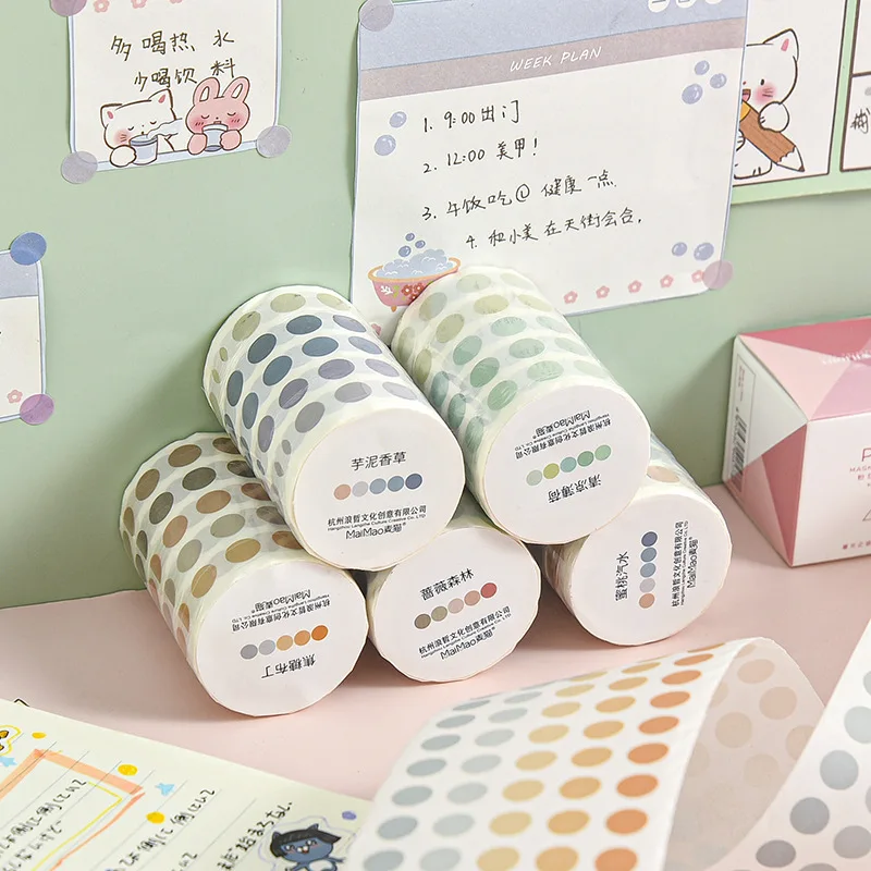

Morandi Dot Washi Tape Round Stickers 60mm*3m Scrapbooking DIY Deco Stickers For Journal Planner Scrapbooking Masking Tapes