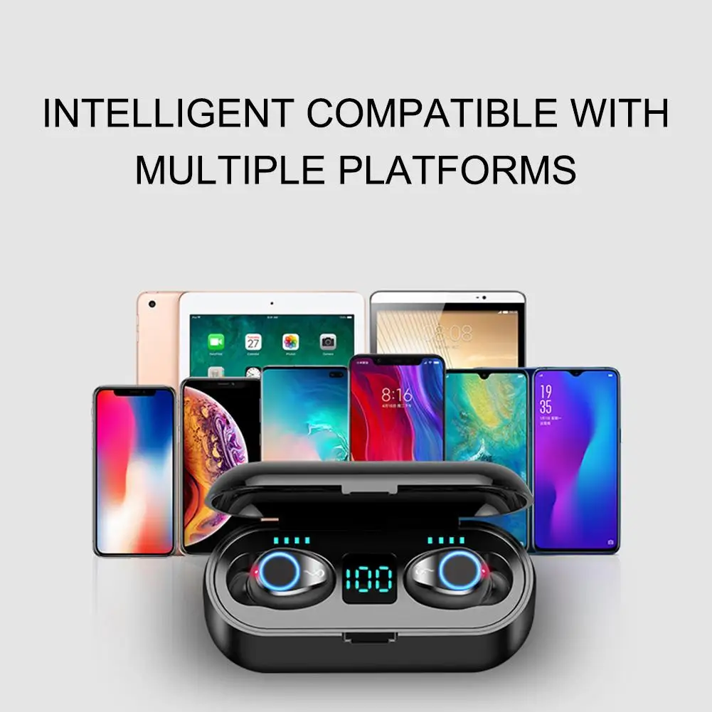 Новые F9 беспроводные наушники Bluetooth 5,0 TWS гарнитура Hi-Fi мини наушники-вкладыши для спорта и бега Поддержка iOS/Android телефонов HD вызов