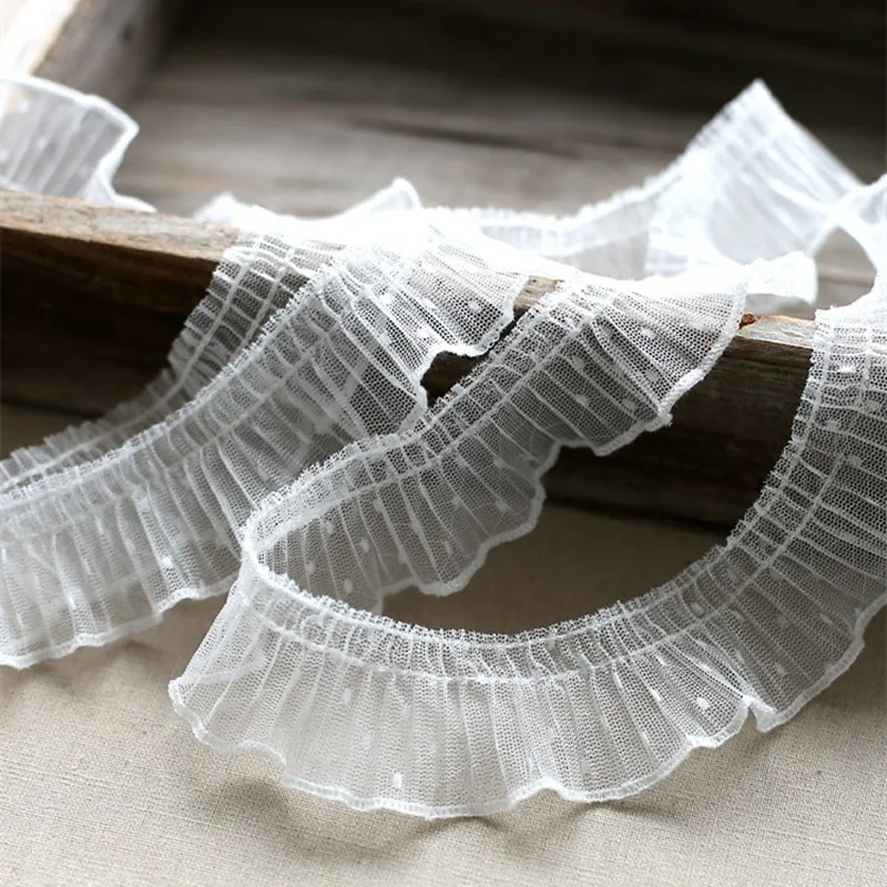 Низкая цена креативный плиссированный Кружевной Тюль с рюшами и крапинами