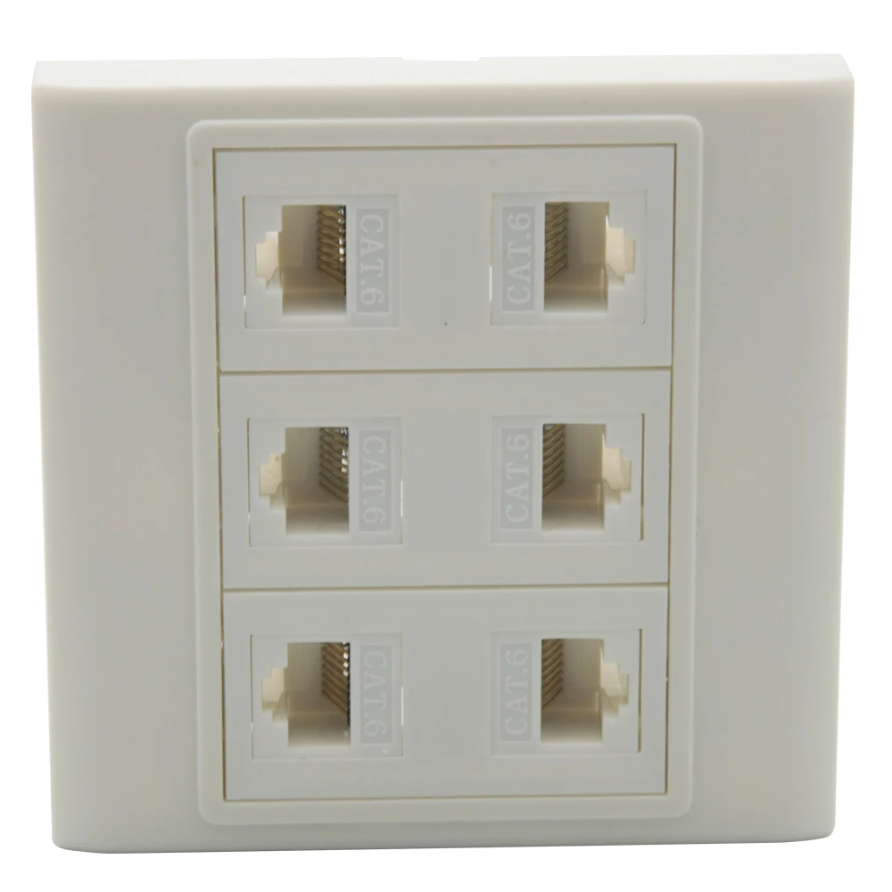 

6 портов 6 разъемов ЕС 86 стиль CAT6 RJ45 розетка к розетке настенная пластина