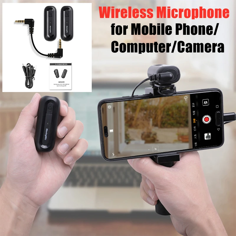 

Portable Lavalier Wireless Microphone for Mobile Phone/Computer/Camera 50m Range Vlog Live Recording for iPhone Android ipad