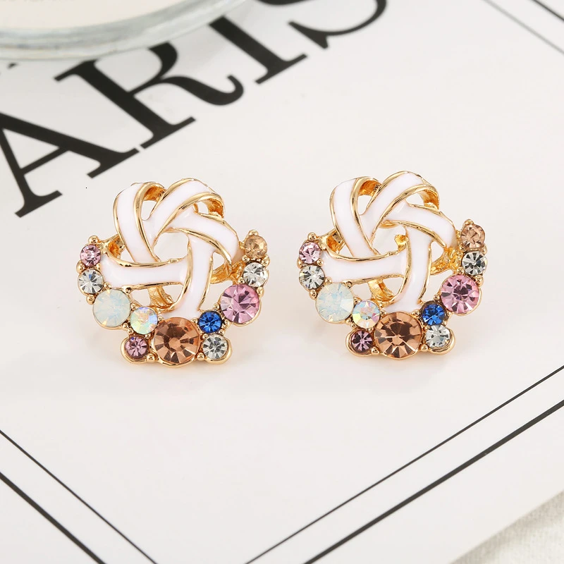 Серьги клипсы женские для ушей без пирсинга кольца с кристаллами шпиндель Клипсы