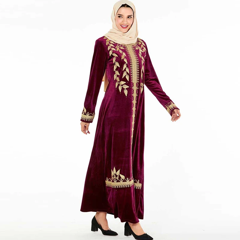 Зимнее бархатное платье abaya Турецкий Арабский мусульманский хиджаб Caftan Дубай Кафтан Марокко одеяние мусульмане Longue Tesettur платья