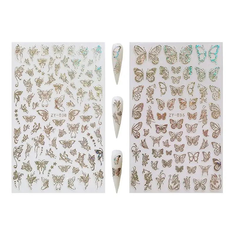 

8 Sheets Butterfly Nail Stickers 3D Butterfly Nail Art Stickers Decals Nail Art Water Transfer Sticker Nail Art Nail Equipment