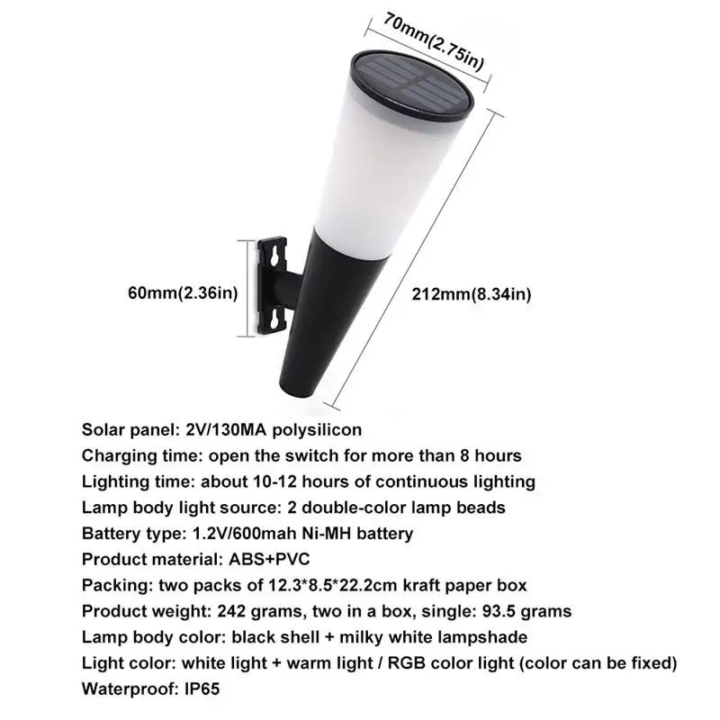 

Color-Changing Solar Garden Wall LightLed Solar Light Wall Lamp Warm Cold RGB For Street Fence Garden Decoration