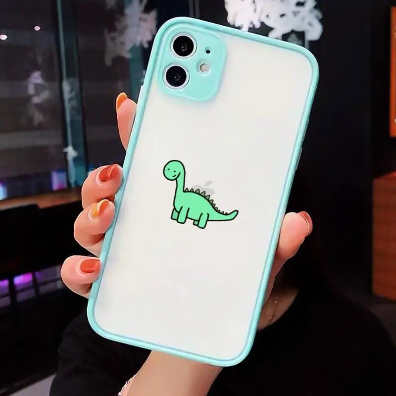 

dinosaur Phone Case For iPhone 12 11 Mini Pro XR XS Max 7 8 Plus X Matte transparent blue Back Cover