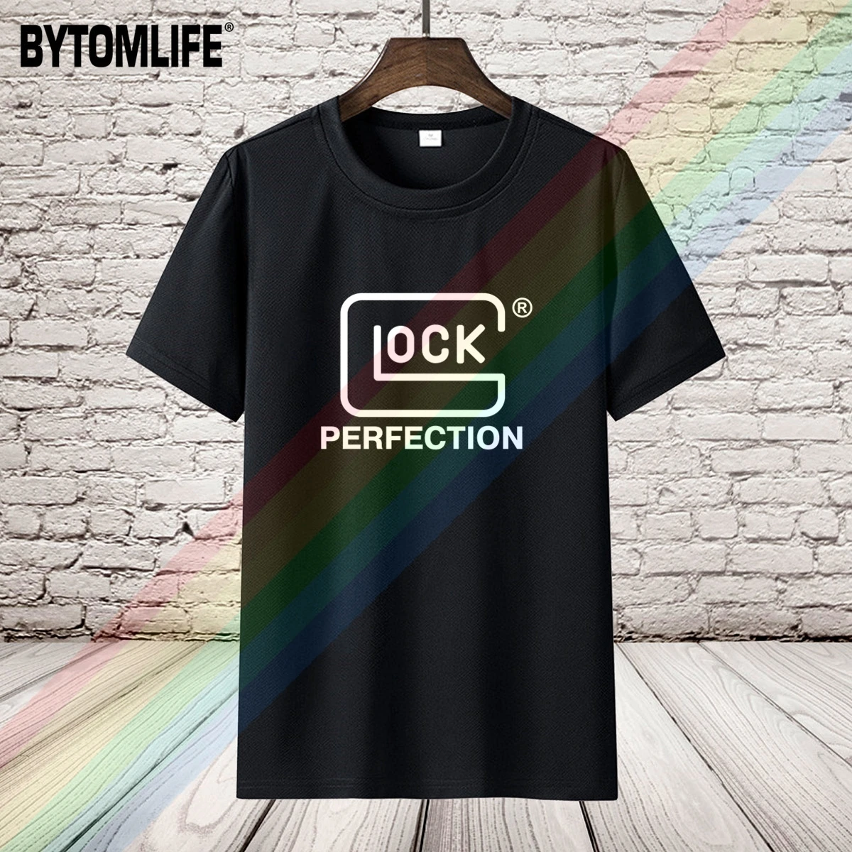 Мужская Повседневная футболка GLOCK Perfection черная хлопковая для всех сезонов топы с