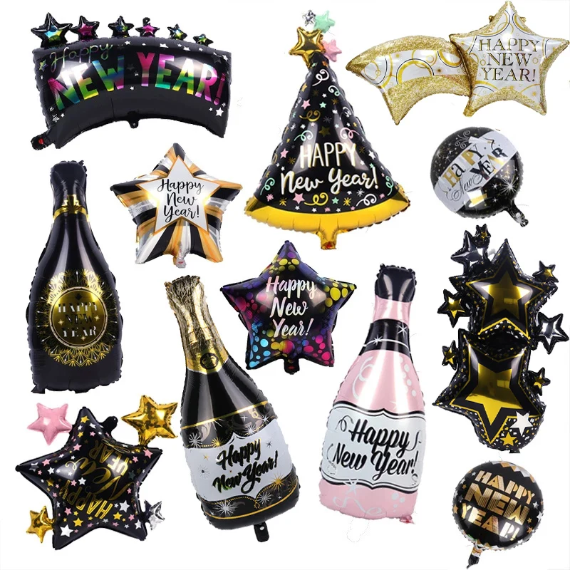 2022 с новым годом вечеринки винная елка звезда бутылка фольгированные воздушные