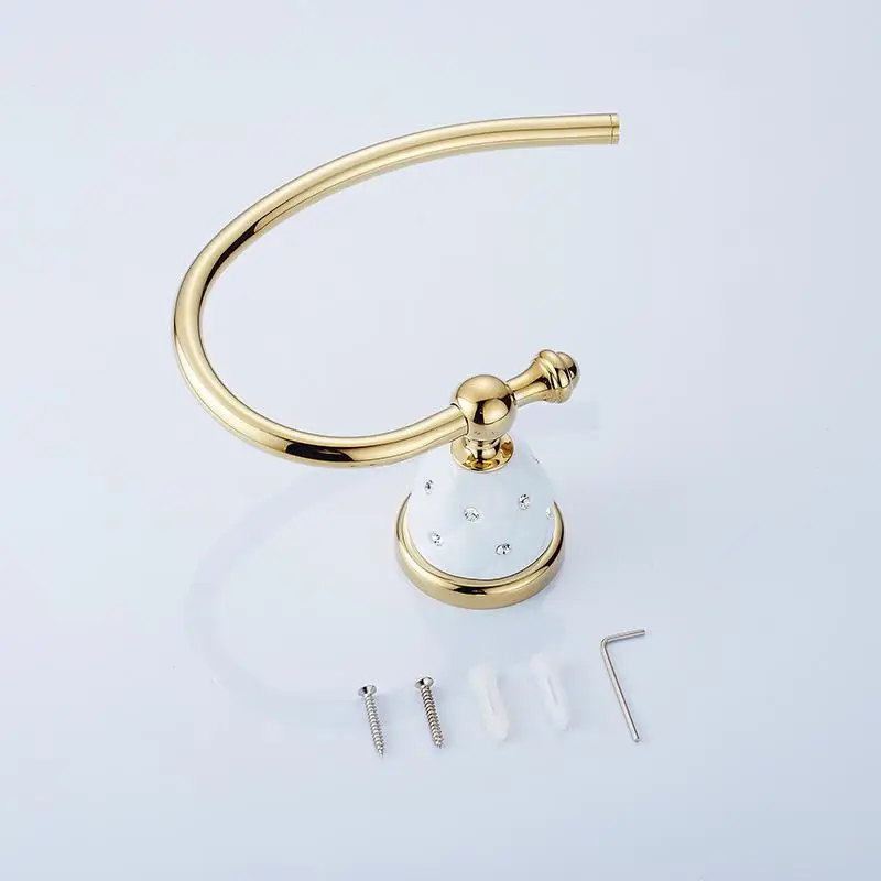 Золотые кольца для полотенец держатель из твердой латуни настенный полка ванной