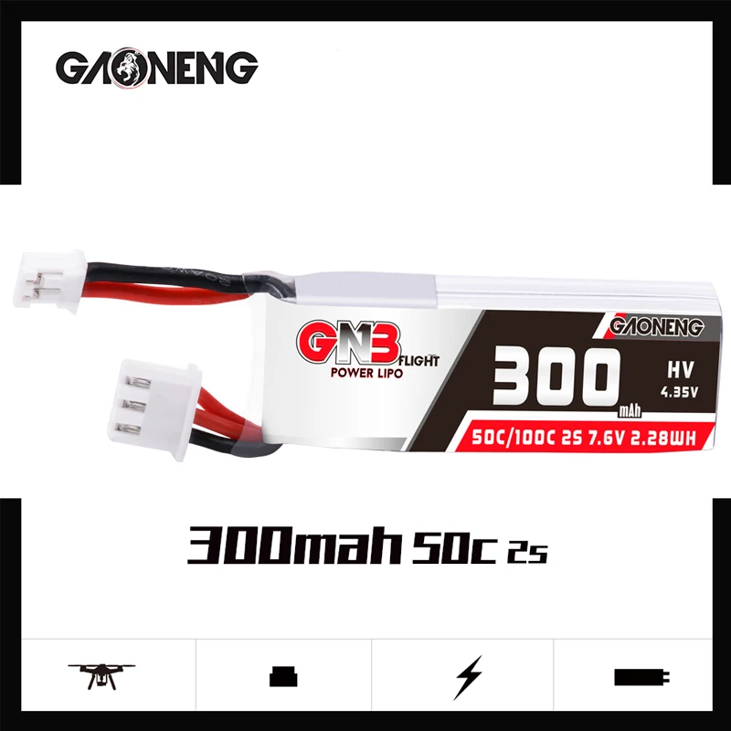 lipo 2s hv gaoneng gnb 76 v 300mah 50c100c батарея для fpv emax tinyhawk s rc quadcopter indoor dr