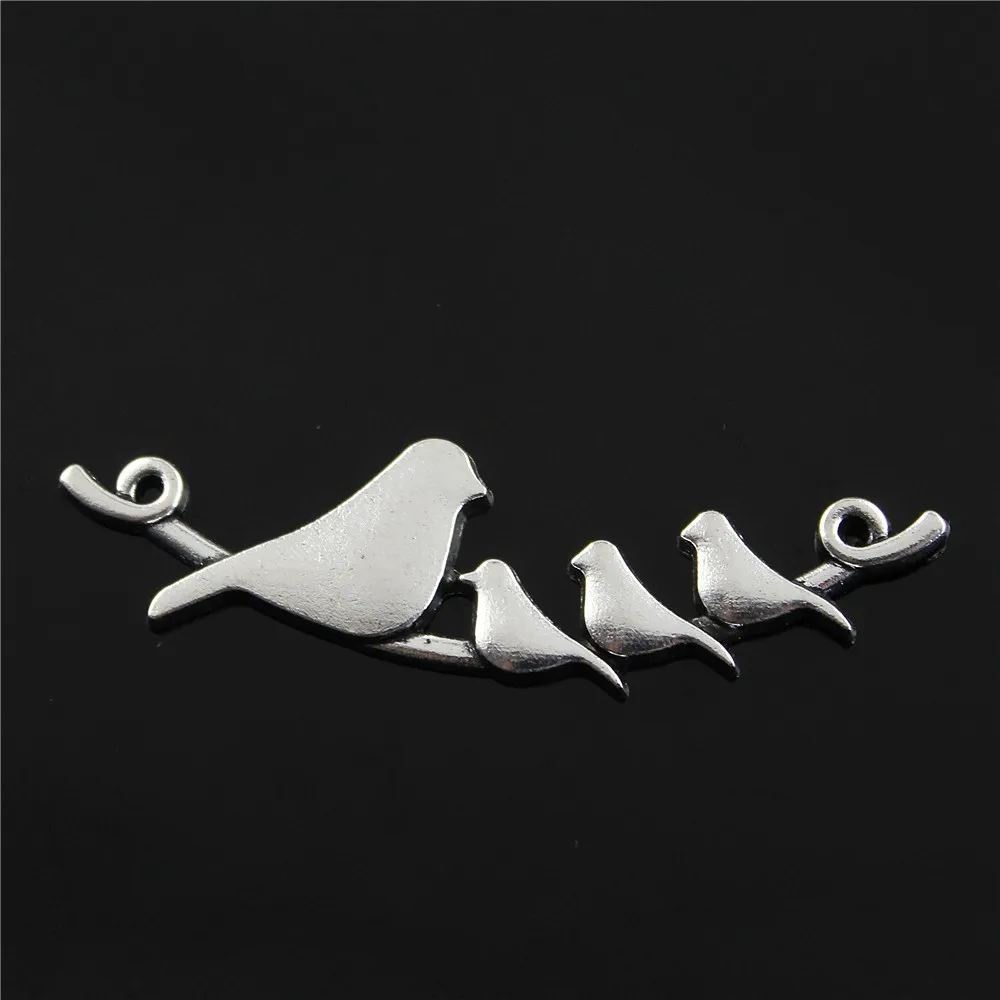 

6pcs Connector Charms Bird For Jewelry Making Charms Bird Branch Pendants Birds Branch 66x17mm