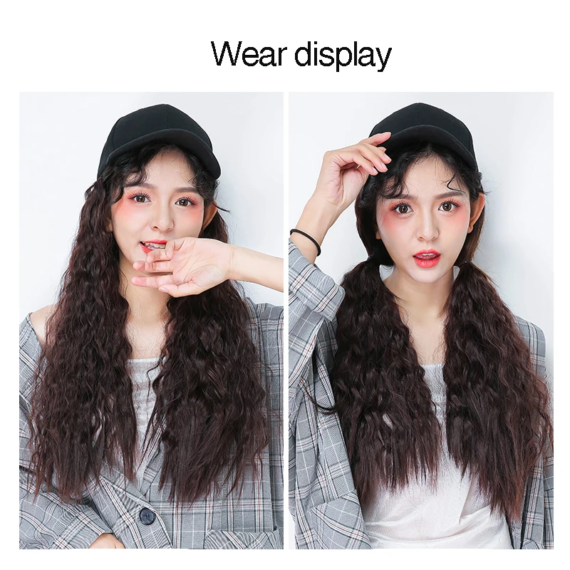 Синтетический парик для девочек MUMUPI черный длинный кудрявый со шляпой