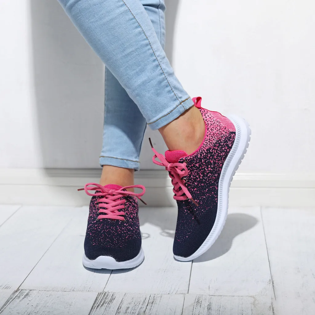 Женская обувь на плоской подошве модная повседневная женская шнуровке сетчатые