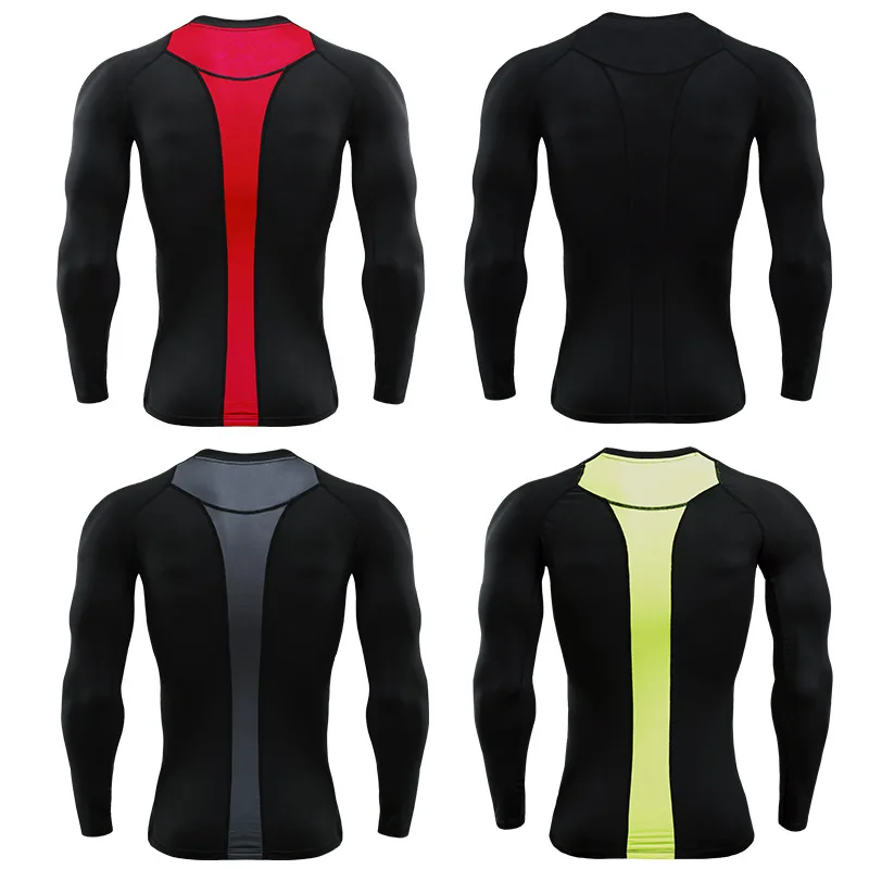 Футболка мужская компрессионная трикотаж с длинным рукавом для бега фитнеса