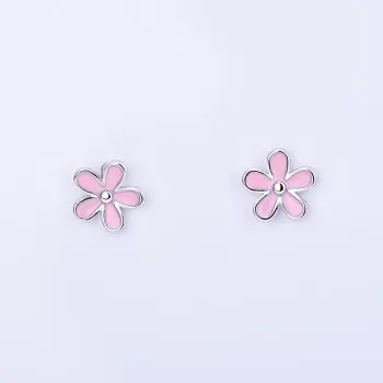 

S925 Pure Tremella Nail Female Korean Version Small Fresh Plum Earrings Earrings Rubber Earrings Silver Jewelry Hbe675