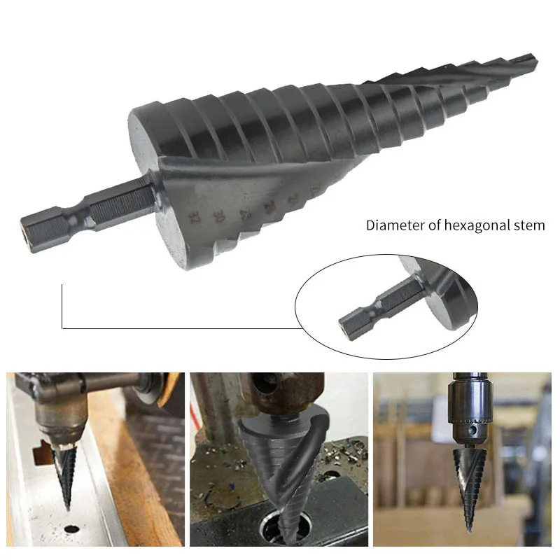 

3Pcs 4-12/20/32mm HSS Step Cone Drill Bit Set For Metal Cone Nitrogen High Speed Steel Step Drill Bits Spiral Flute Hole Cutter