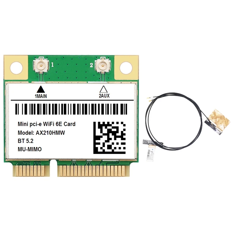 

AX210 Wireless Network Card 2.4G/5G/6G 5374M WIFI 6E MINI PCIE Bluetooth 5.2 Gigabit Network Card with Built-in Antenna