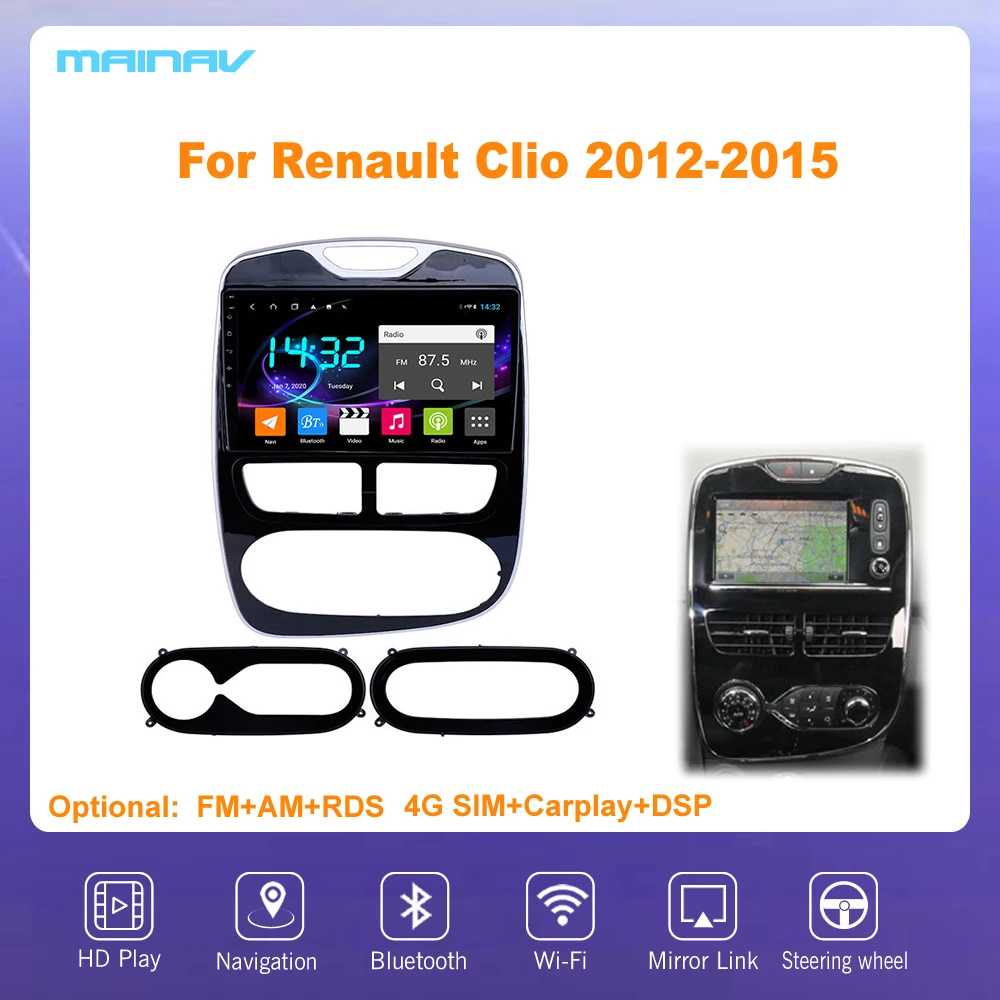 

Автомобильный радиоприемник, мультимедийная система на Android 10, с RDS Навигатором, 10 "экраном, GPS, для Renault Clio 2012-2015, DSP CarPlay