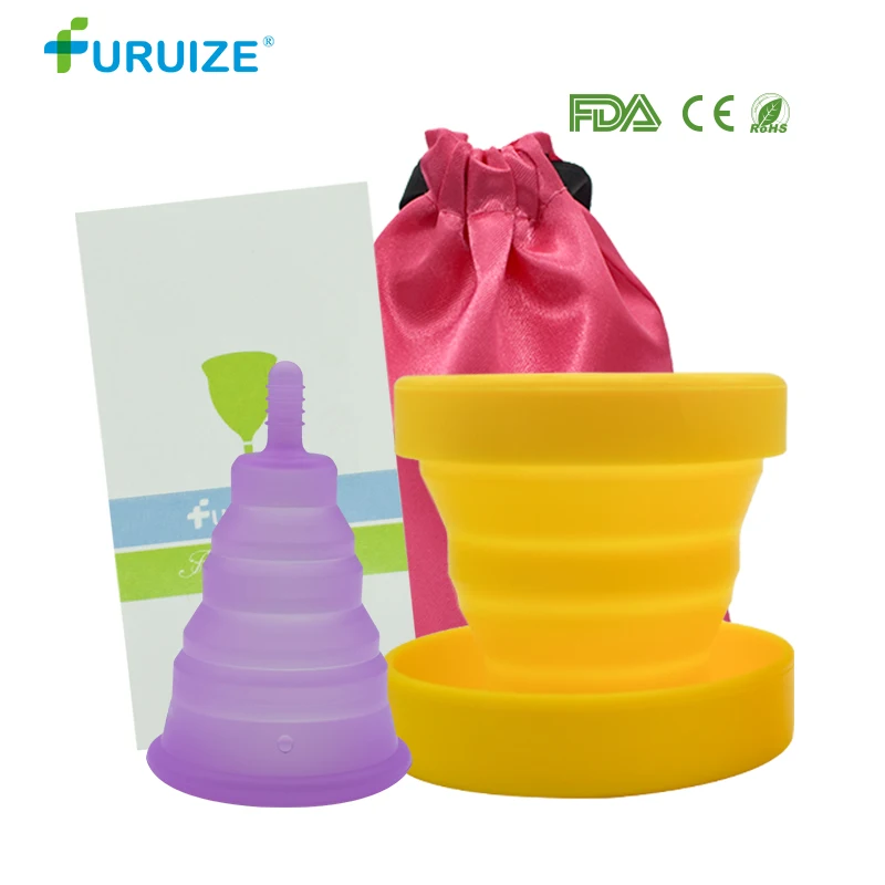 Складная менструальная чашка со стерилизатором для женской гигиены силиконовая