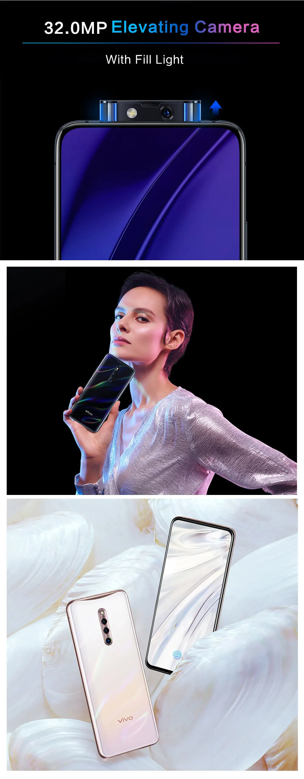 vivo X27 Pro, подъемная камера, 6. 7 дюймов, фронтальная, 32 МП, камера заднего вида, 8 ГБ, 256 ГБ, Восьмиядерный экран, отпечаток пальца, 4G, мобильный телефон