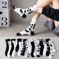 cute japanese spring and summer women butterfly letter socks tube ins street harajuku socks black white socks kawaii fashion