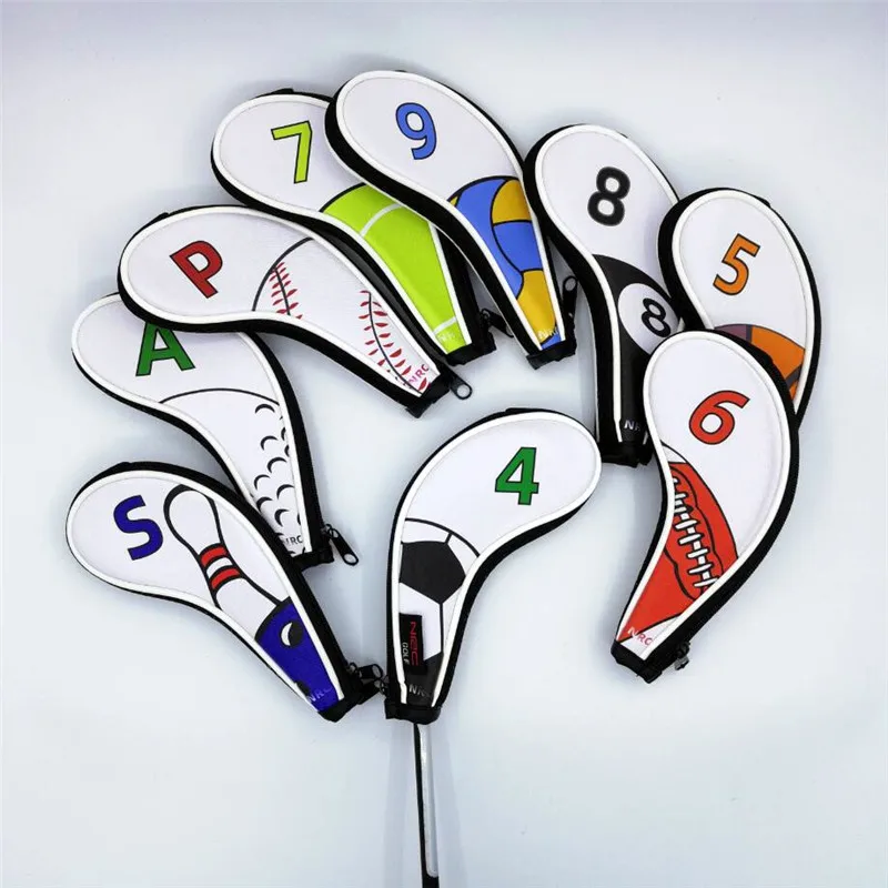 Головные уборы на молнии для гольфа с принтом шариков Набор железных чехлов # 4 9PAS