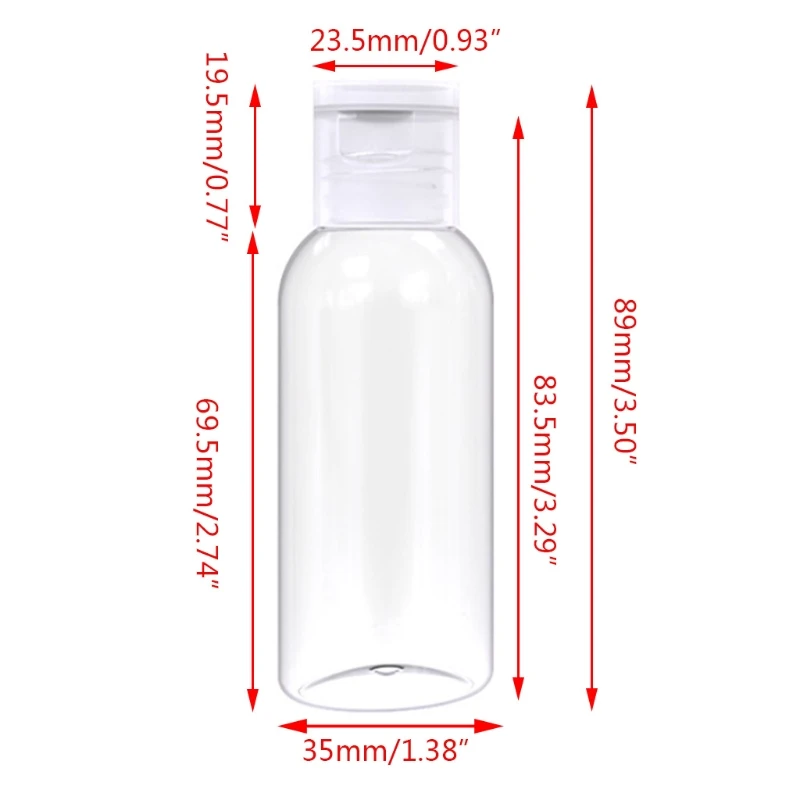 

10Pcs 50/60/100ml Clear Plastic Empty Bottle Flip-Top Hand Sanitizer Refillable Container Portable Shampoo Lotion Cosmetic