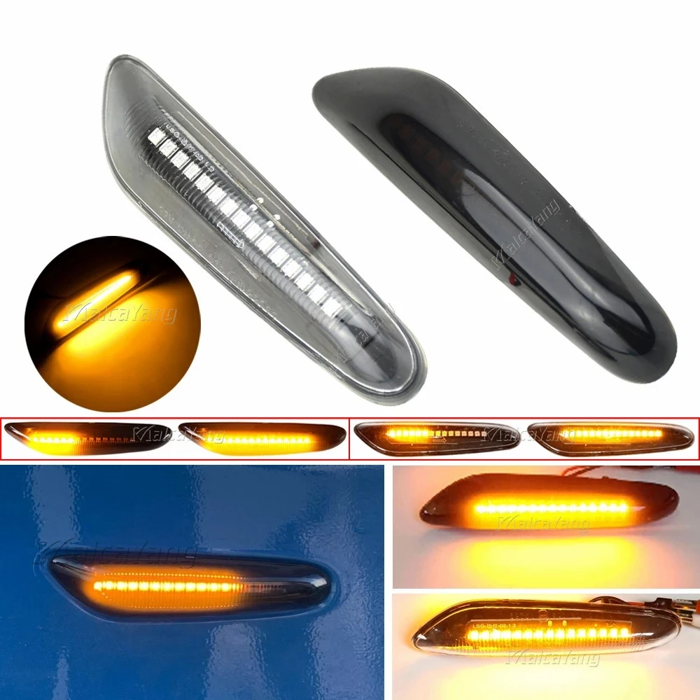 

2PCS Car leaf side light Dynamic LED Turn Signal Light Side Marker For BMW E60 E61 E90 E91 E87 E81 E83 E84 E88 E92 E93 E82 E46