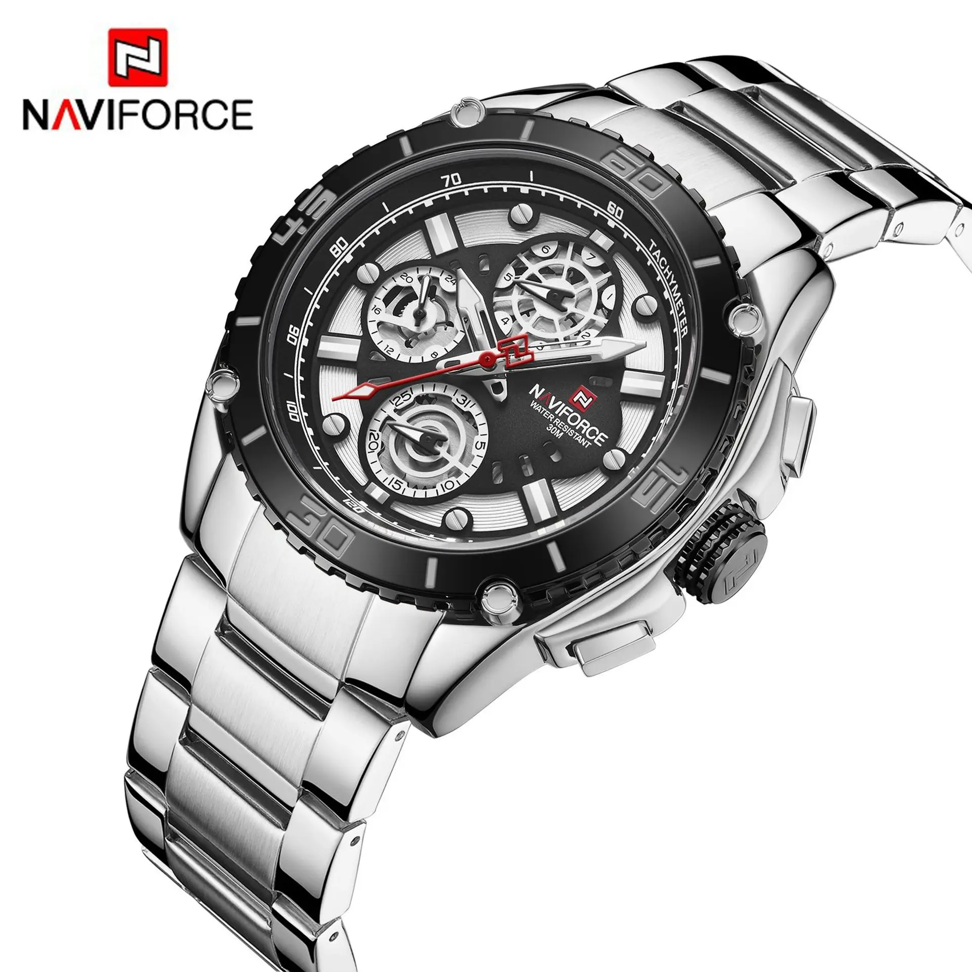 

NAVIFORCE/9179 men's watch waterproof Shi Ying steel band watch business six-pin calendar watch