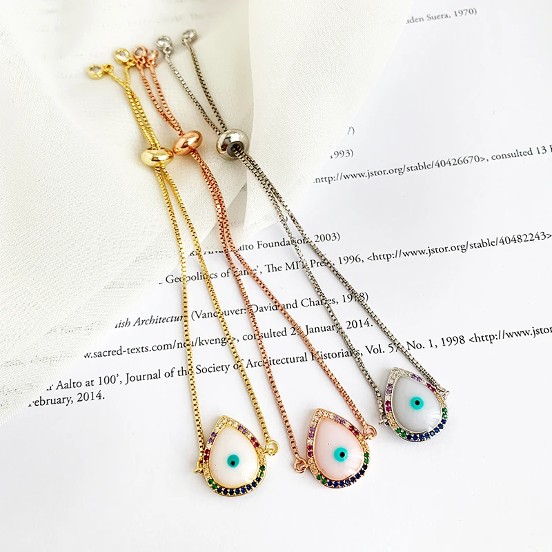 Женский браслет с цепочкой Lucky Blue Zircon золотой медный свадебные