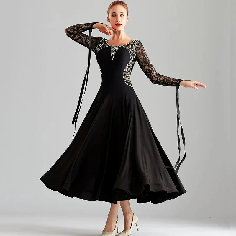 

Женское длинное элегантное эластичное платье для бальных танцев, платье для танцев вальса, танго, танцевальные костюмы, Платье Фламенко