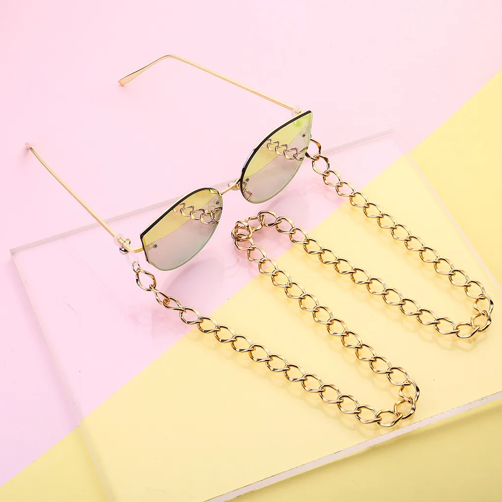 Модные шикарные женские Золотые Серебряные очки солнечные с цепочкой для чтения