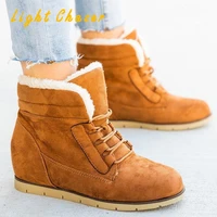 womens snow boots cow leather fur women high quality wedges boots winter boots for women warm botas mujer womens short boots