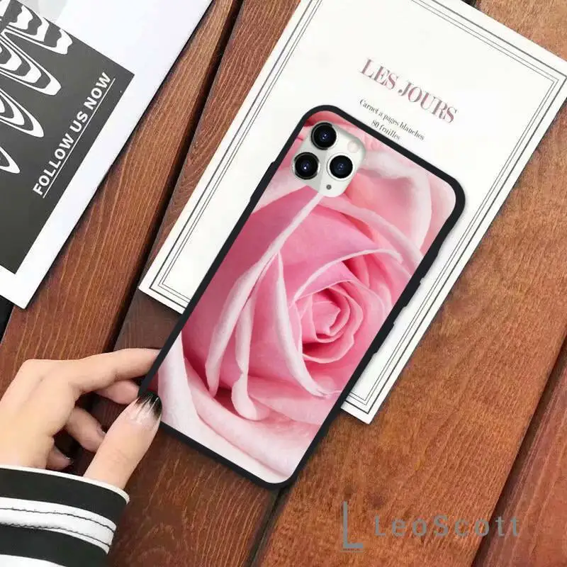 

pink rose beautiful Real shot Phone Cases for iPhone 11 12 pro XS MAX 8 7 6 6S Plus X 5S SE 2020 XR Soft silicone