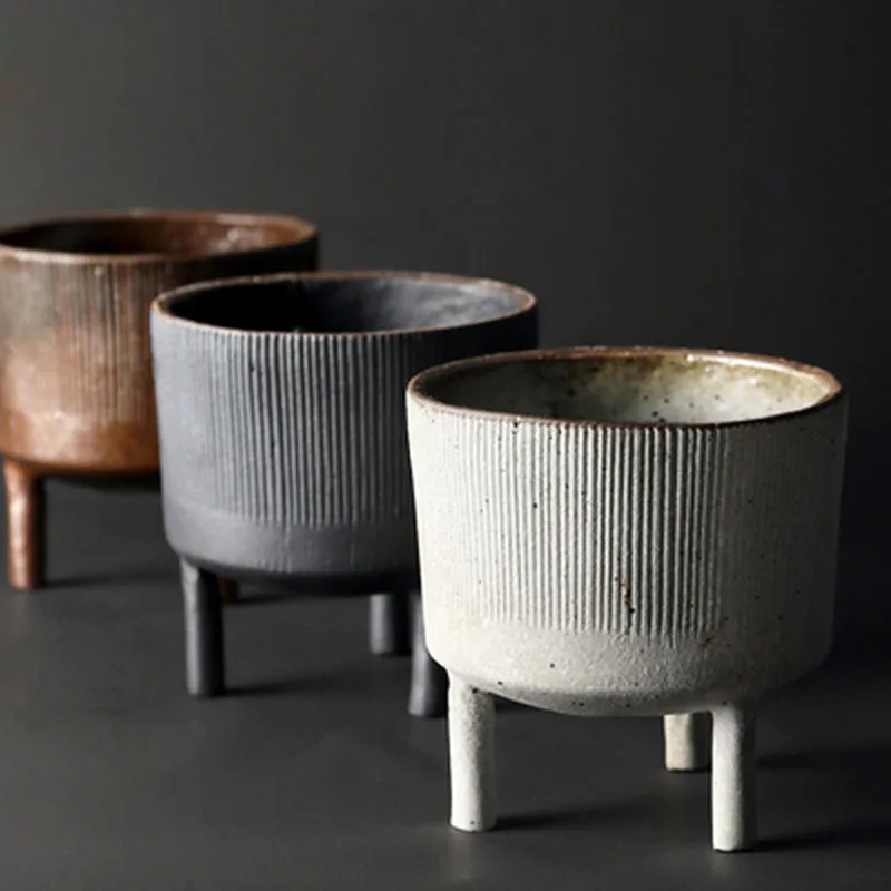 

Керамический цветочный горшок в японском стиле, креативный мягкий цветочный горшок в стиле ретро, для гидропоники с высокой ногой, для дома, отеля
